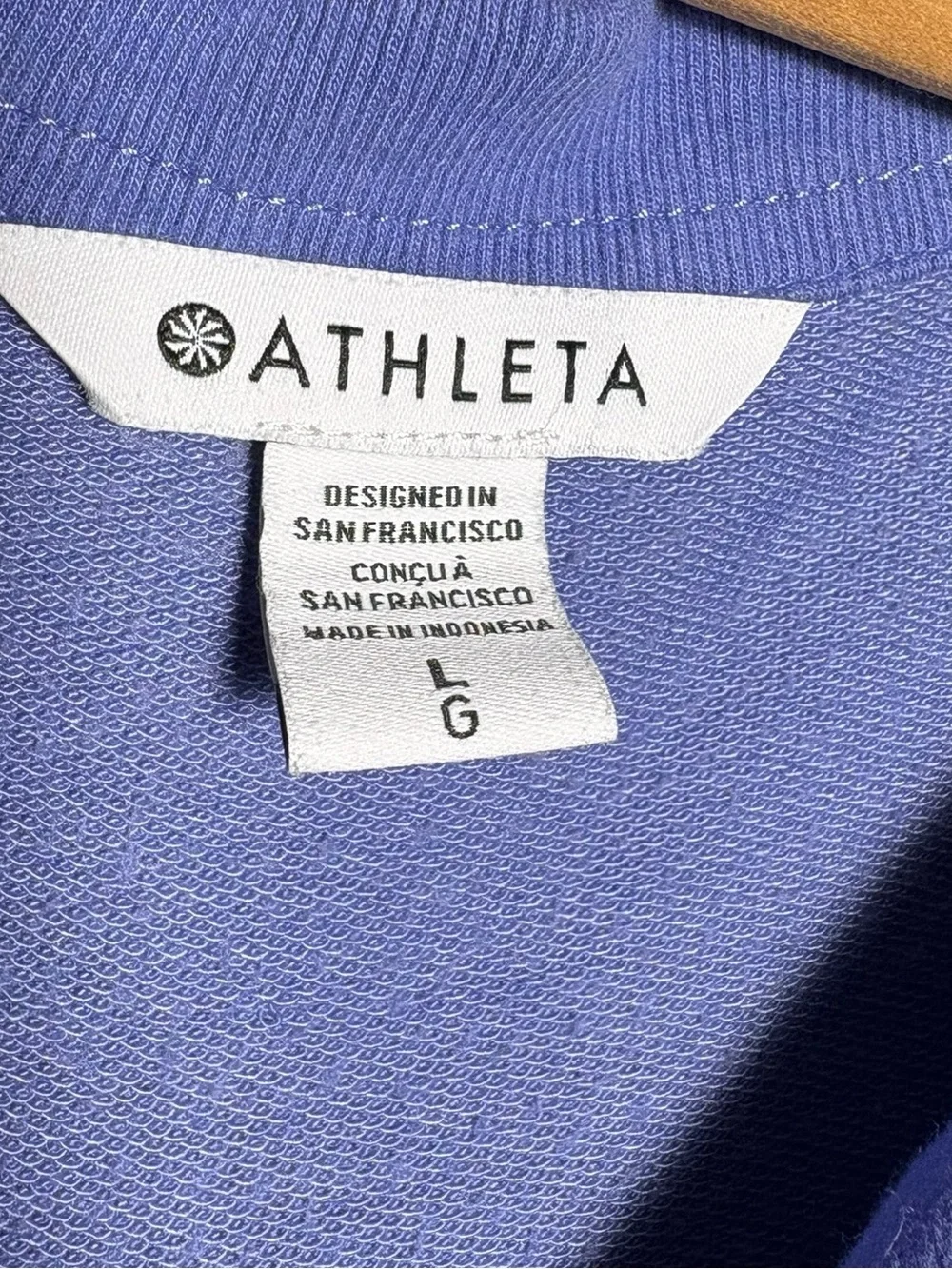 ATHLETA | Women Adonis Purple Retroterry Polo Sweatshirt size L Pullover Cropped